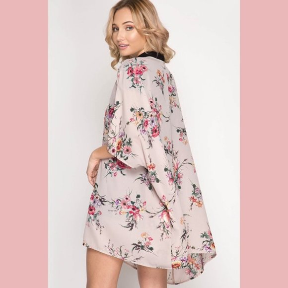 Pink Floral Kimono Cardigan - Picture 7 of 8